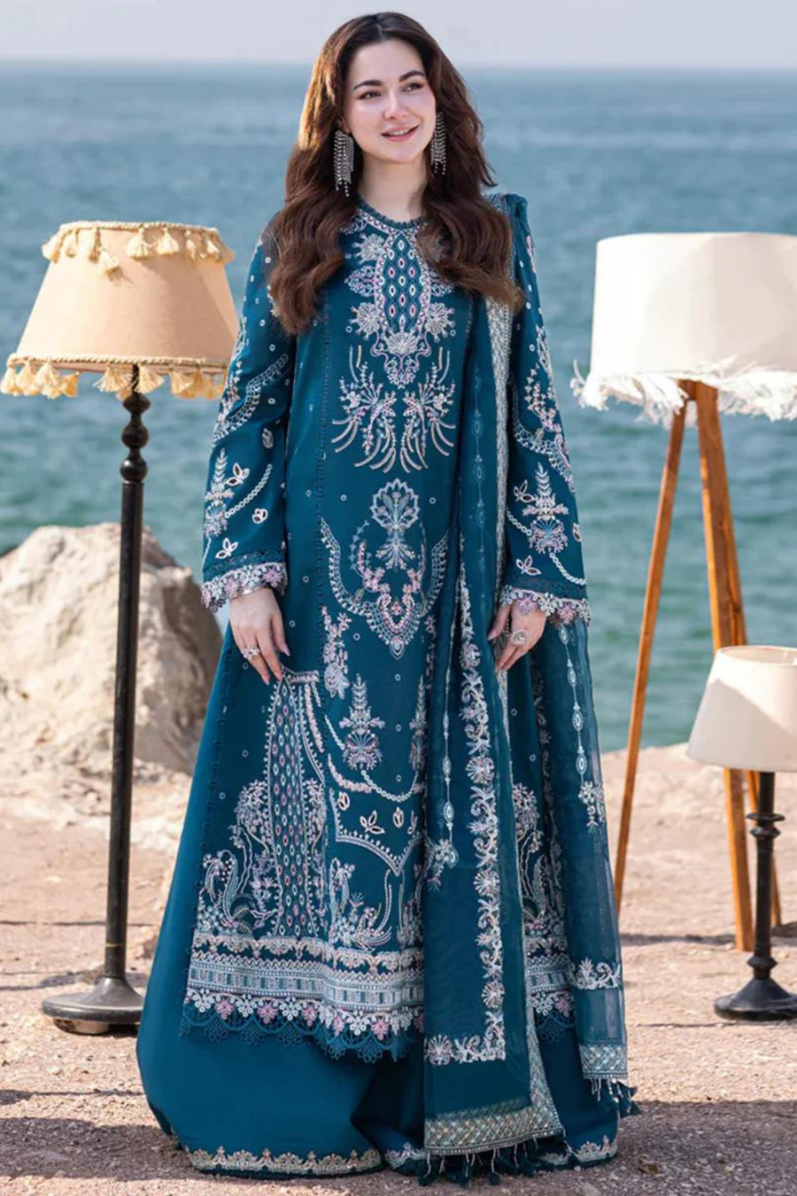 QALAMKAR | LAWN 3 PIECE FULL HEAVY EMB UNSTICHED SUIT FOR SUMMER 2025