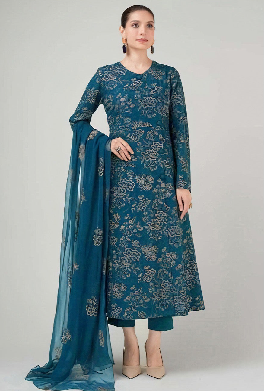 BAREEZE | LAWN 3 PIECE UNSTICHED FULL HEAVY EMB SUIT WITH READY TO WEAR CUTTWORK DUBATA FOR SUMMER 2026