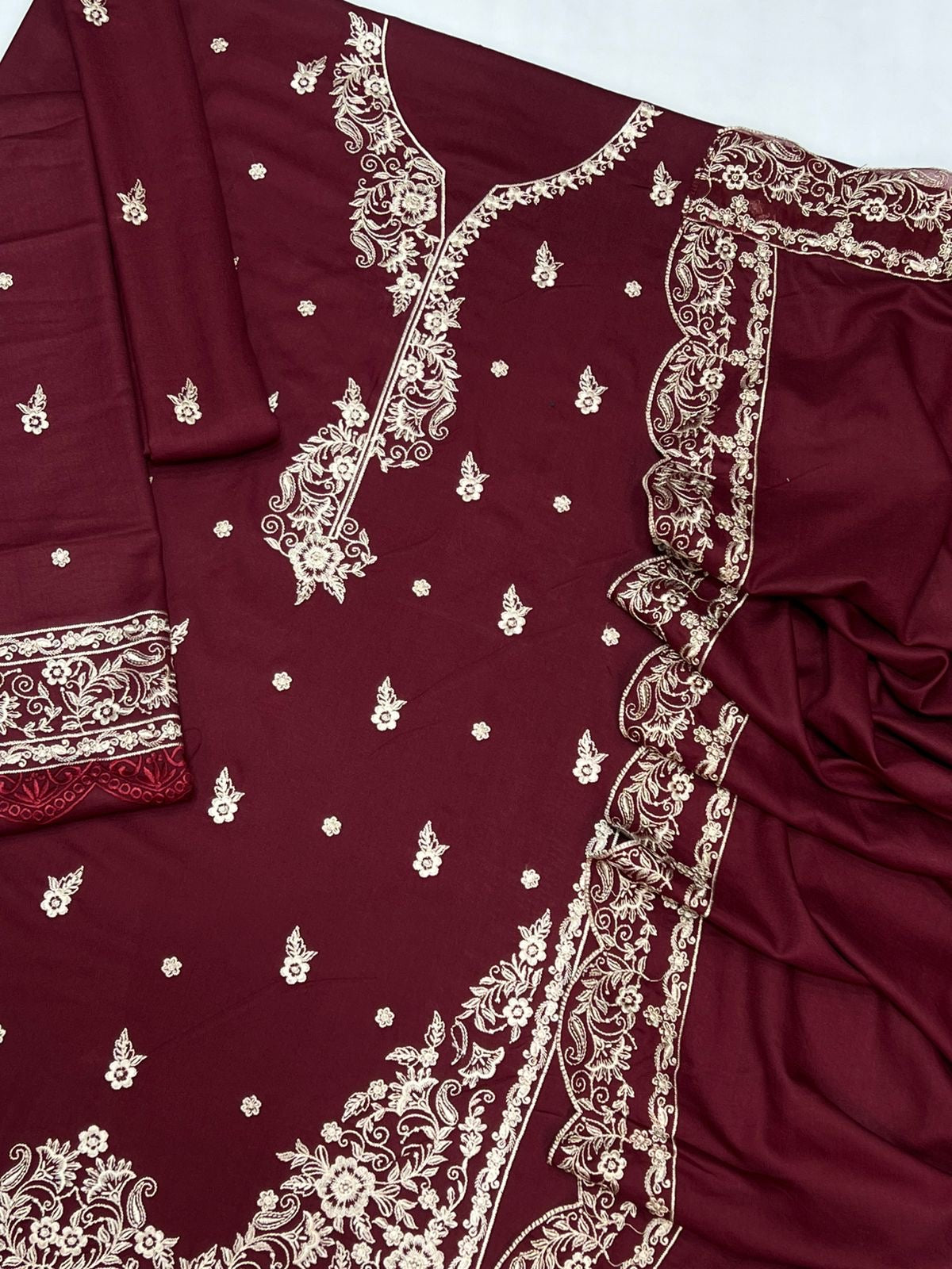 AZURE | DHANAK 3 PIECE UNSTICHED FULL HEAVY EMB SUIT WITH HEAVY EMB SHAWL FOR WINTER 2025-26