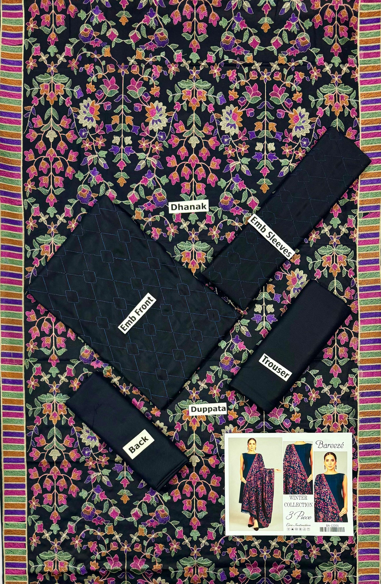 BAREEZE | DHANAK 3 PIECE FULL EMBROIDERED SUIT FOR WINTER 2024-2025