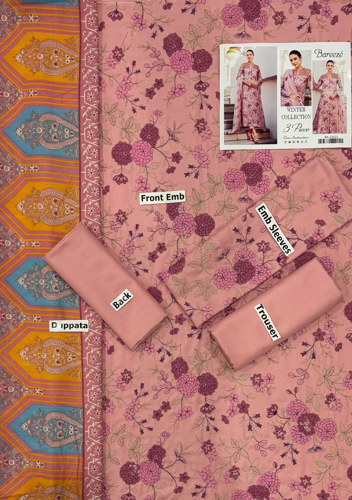 BAREEZE | DHANAK 3 PIECE FULL EMBROIDERED SUIT FOR WINTER 2024-2025