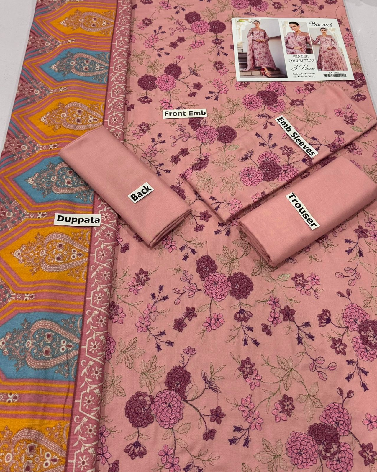 BAREEZE | DHANAK 3 PIECE FULL EMBROIDERED SUIT FOR WINTER 2024-2025