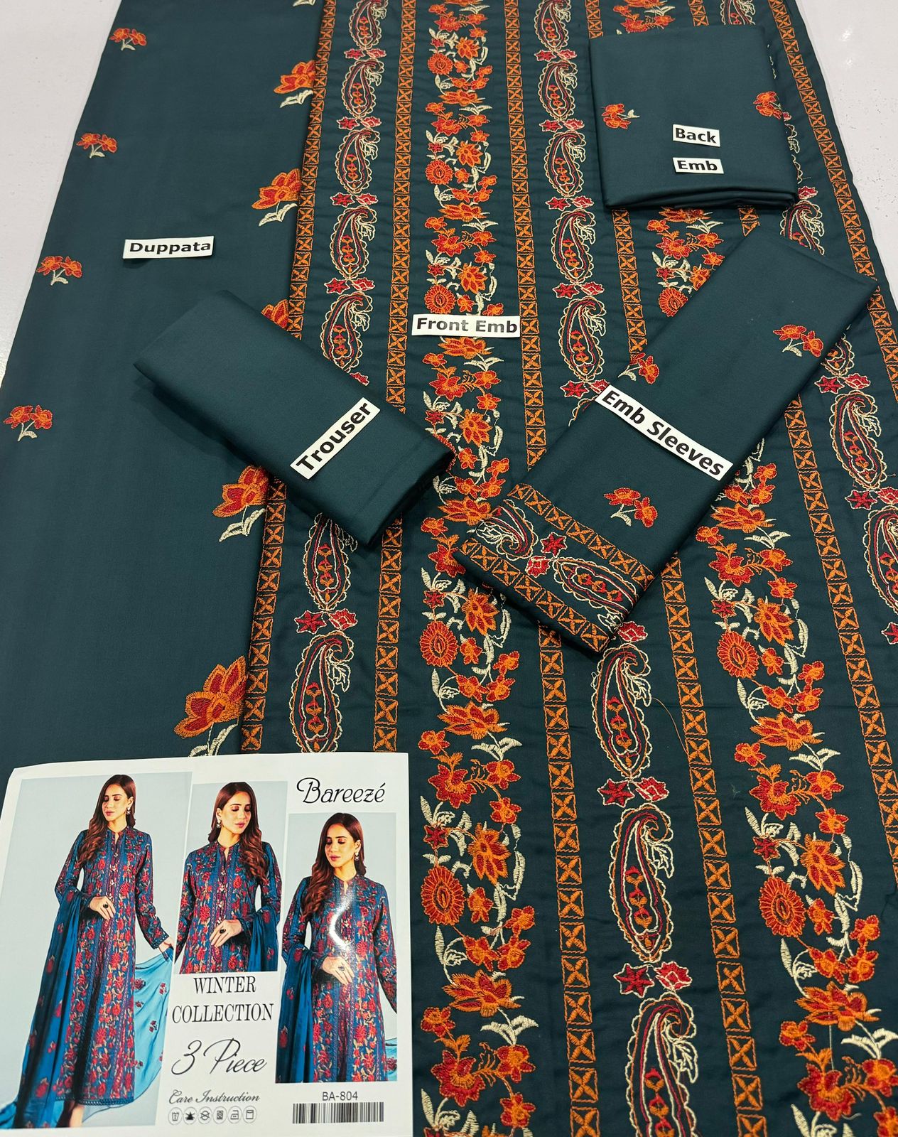 BAREEZE | DHANAK 3 PIECE FULL EMBROIDERED SUIT FOR WINTER 2024-2025