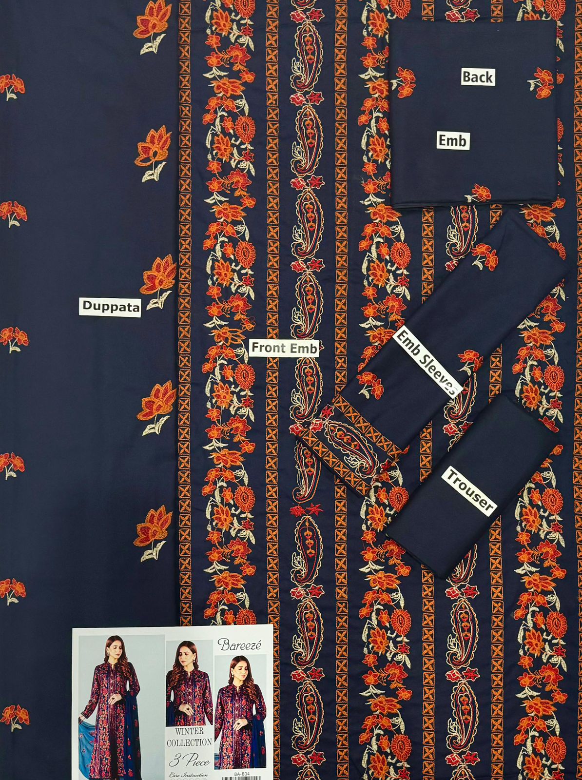 BAREEZE | DHANAK 3 PIECE FULL EMBROIDERED SUIT FOR WINTER 2024-2025