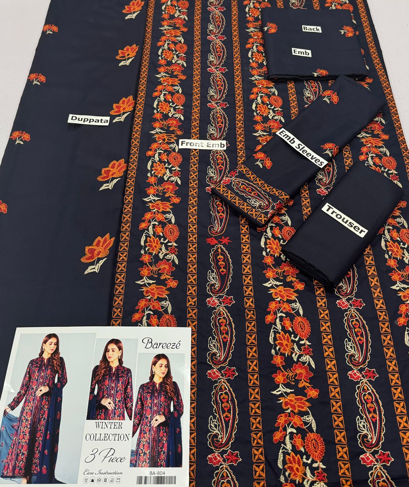 BAREEZE | DHANAK 3 PIECE FULL EMBROIDERED SUIT FOR WINTER 2024-2025