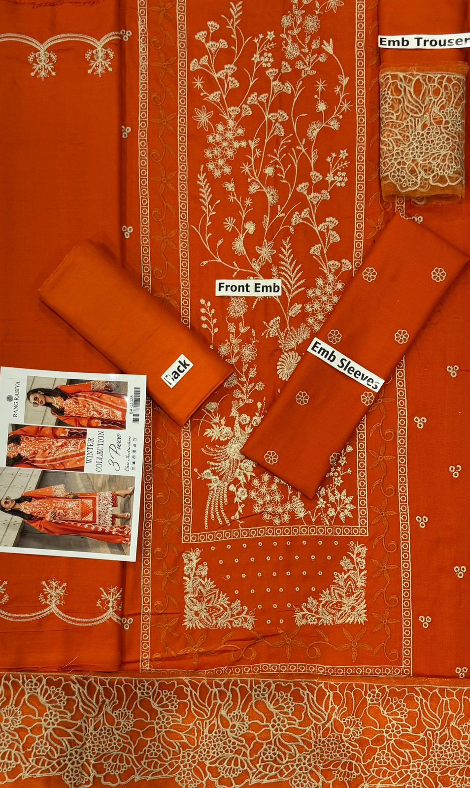 RANG RASIYA | DHANAK 3 PIECE FULL EMBROIDERED SUIT FOR WINTER 2024-2025