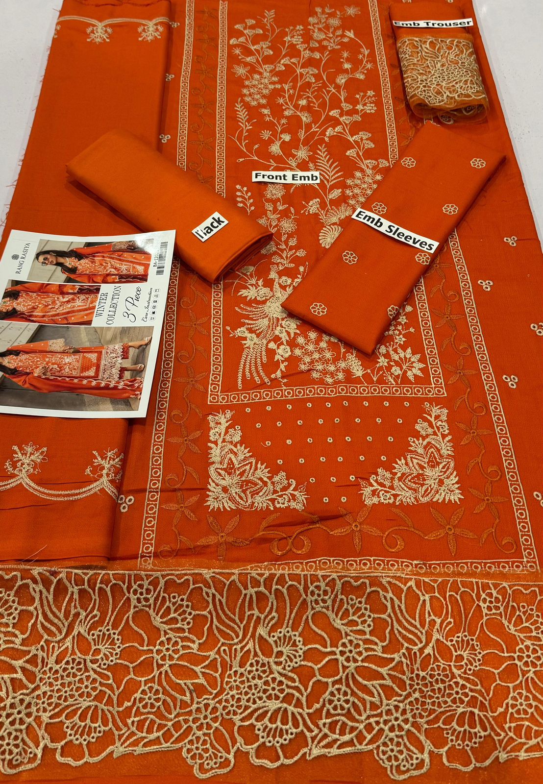 RANG RASIYA | DHANAK 3 PIECE FULL EMBROIDERED SUIT FOR WINTER 2024-2025