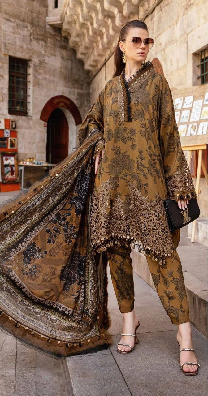 MARIA.B | KHADAR 3 PIECE PRINT SUIT FOR WINTER 2024-2025
