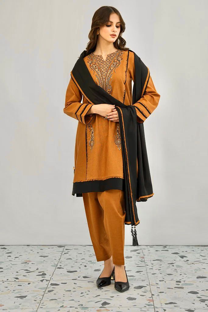LIME LIGHT | DHANAK 2 PIECE FULL EMBRIOIDERY SUIT FOR WINTER 2024-2025