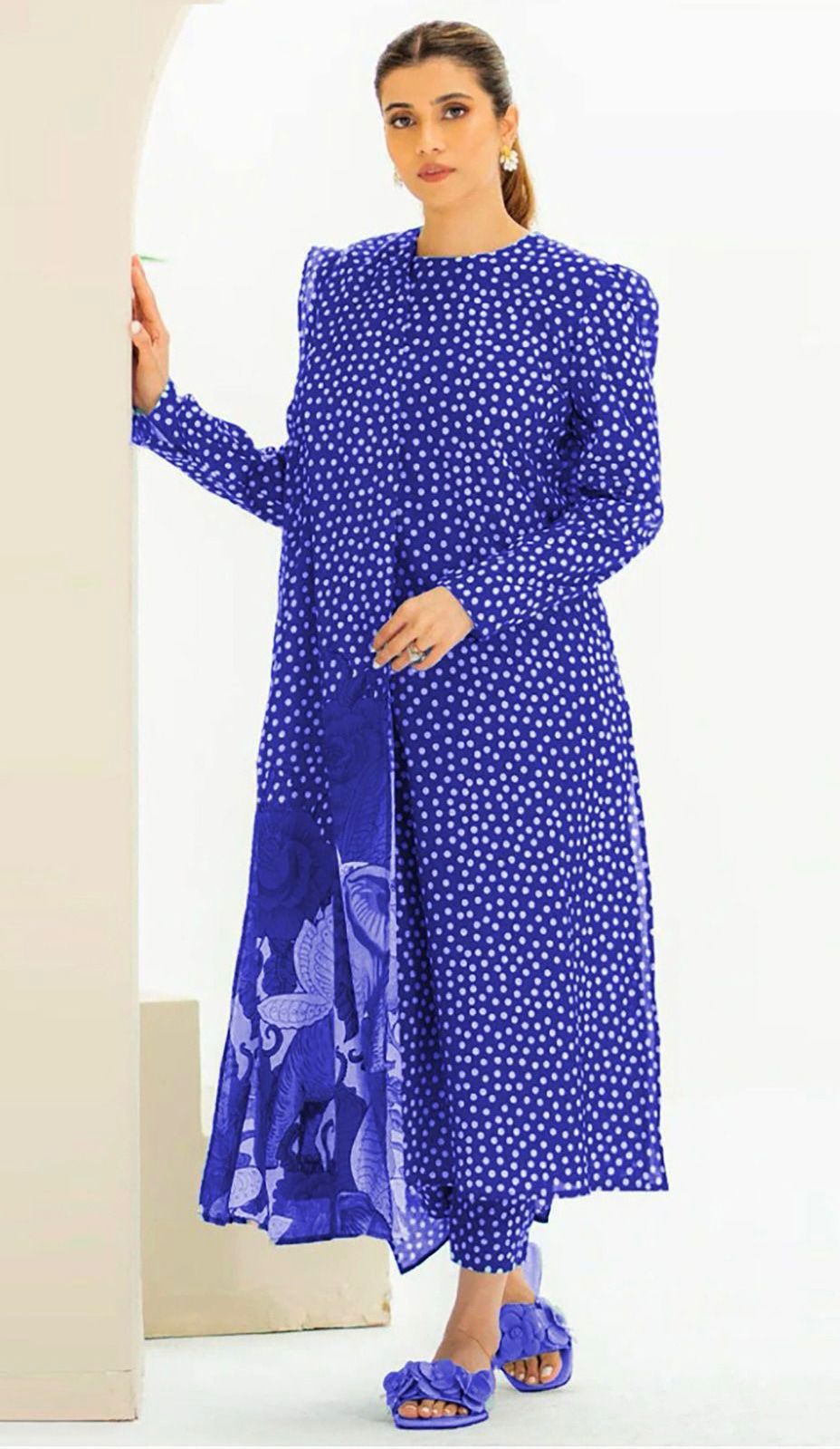 CROSS STICH | ALL OVER LAWN 3 PIECE PRINT SUIT FOR SUMMER 2025 BLUE