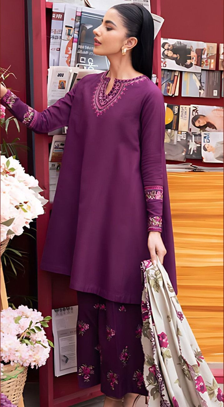 SAPPHIRE | LAWN 3 PIECE FULL EMB UNSTICHED SUIT FOR SUMMER 2025
