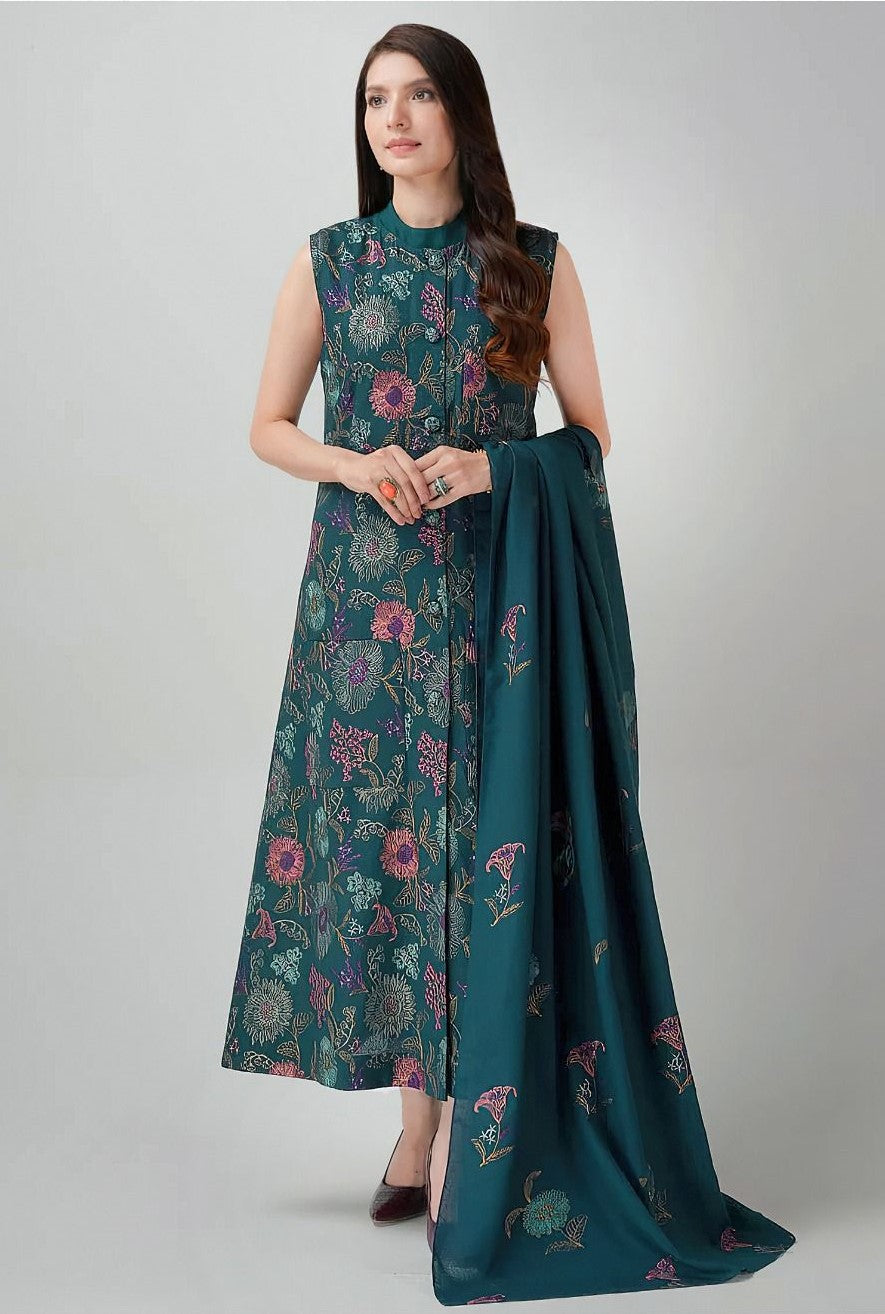 BAREEZE |  LAWN 3 PIECE UNSTICHED FULL HEAVY EMB SUIT FOR SUMMER 2025