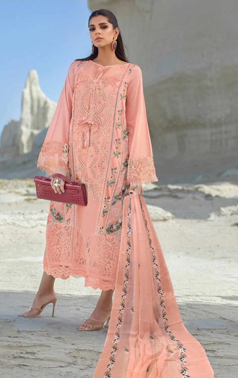 CRIMSON | LAWN 3 PIECE UNSTICHED FULL HEAVY EMB SUIT FOR SUMMER 2025