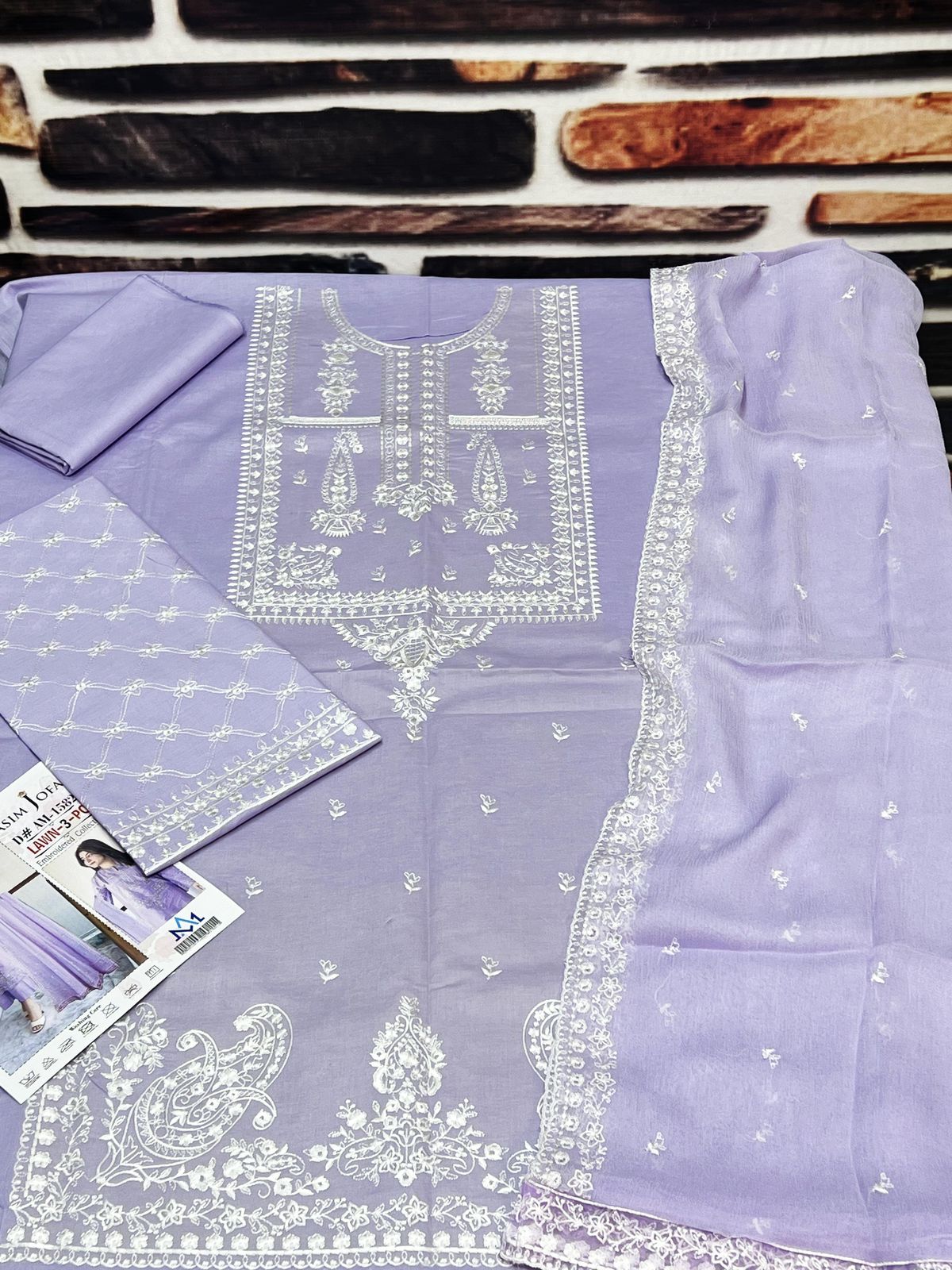 ASIM JOFA | LAWN 3 PIECE UNSTICHED FULL HEAVY EMB SUIT FOR SUMMER 2025