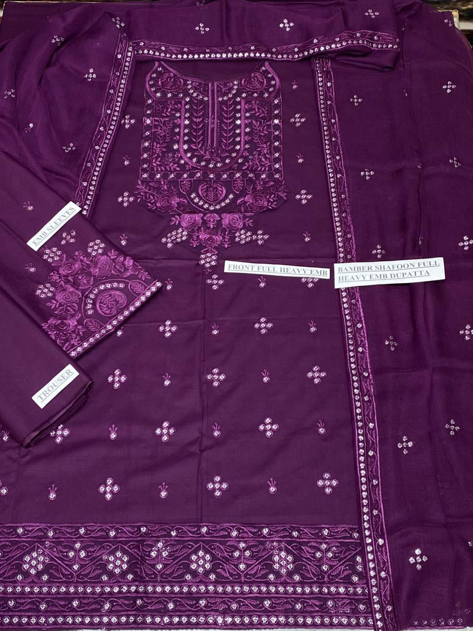 ASIM JOFA | LAWN 3 PIECE UNSTICHED FULL HEAVY EMB SUIT FOR SUMMER 2025