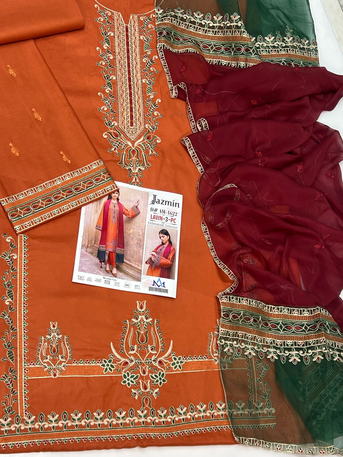 JAZMIN | LAWN 3 PIECE UNSTICHED FULL HEAVY EMB SUIT FOR SUMMER 2025