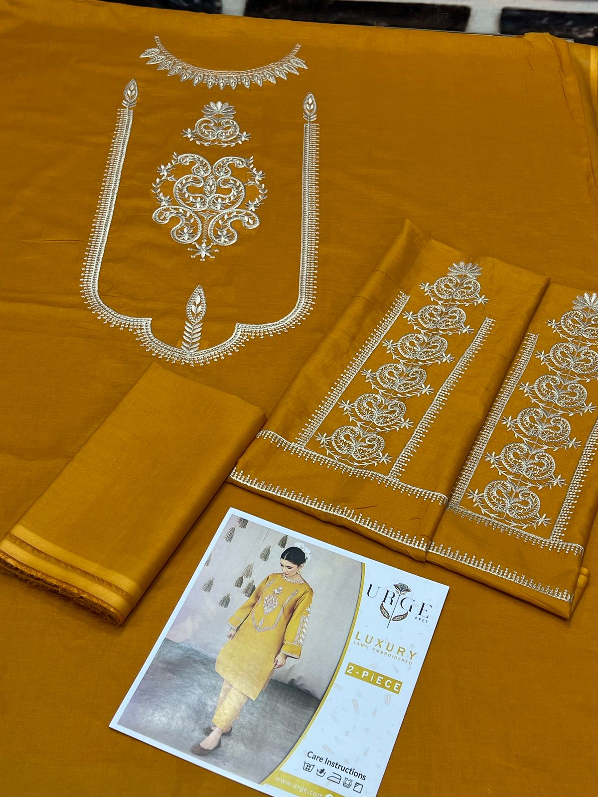 URGE | LAWN 2 PIECE UNSTICHED FULL HEAVY EMB SUIT FOR SUMMER 2025