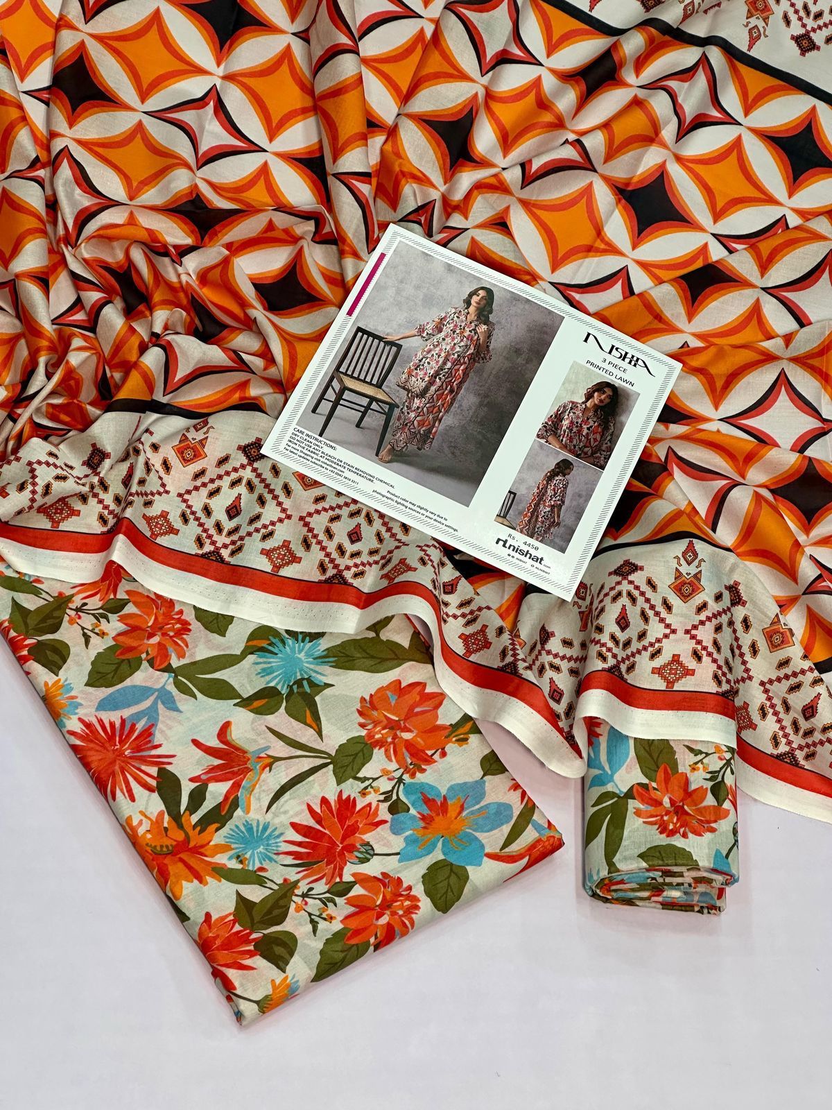 NISHA | LAWN 3 PIECE UNSTICHED DIGITAL PRINTED SUIT FOR SUMMER 2025