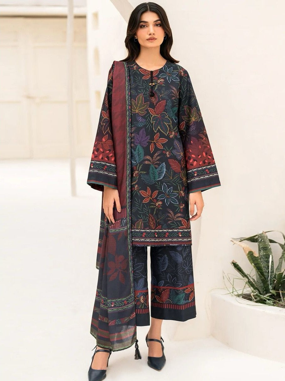 NISHA | LAWN 3 PIECE UNSTICHED DIGITAL PRINTED SUIT FOR SUMMER 2025