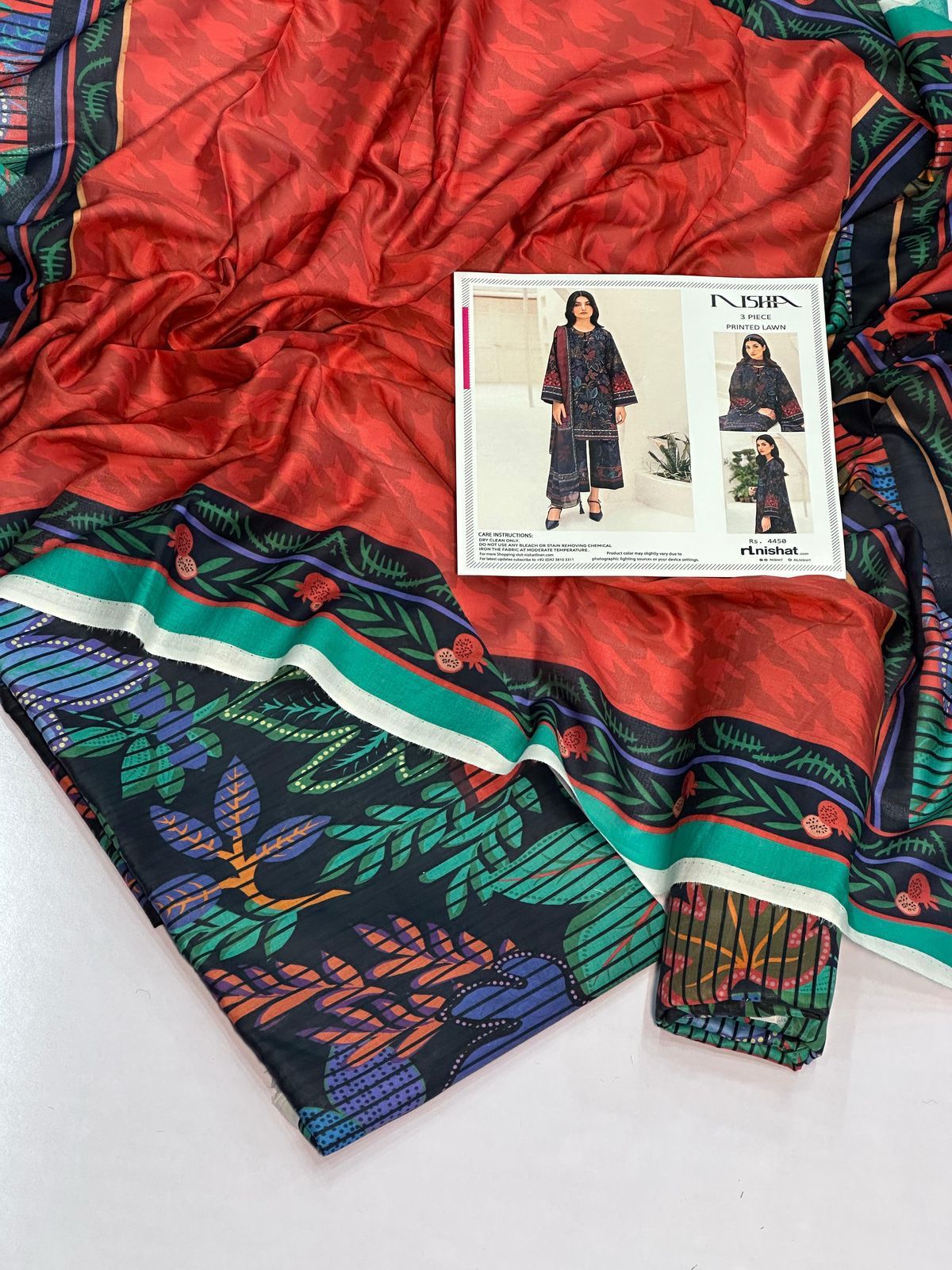 NISHA | LAWN 3 PIECE UNSTICHED DIGITAL PRINTED SUIT FOR SUMMER 2025