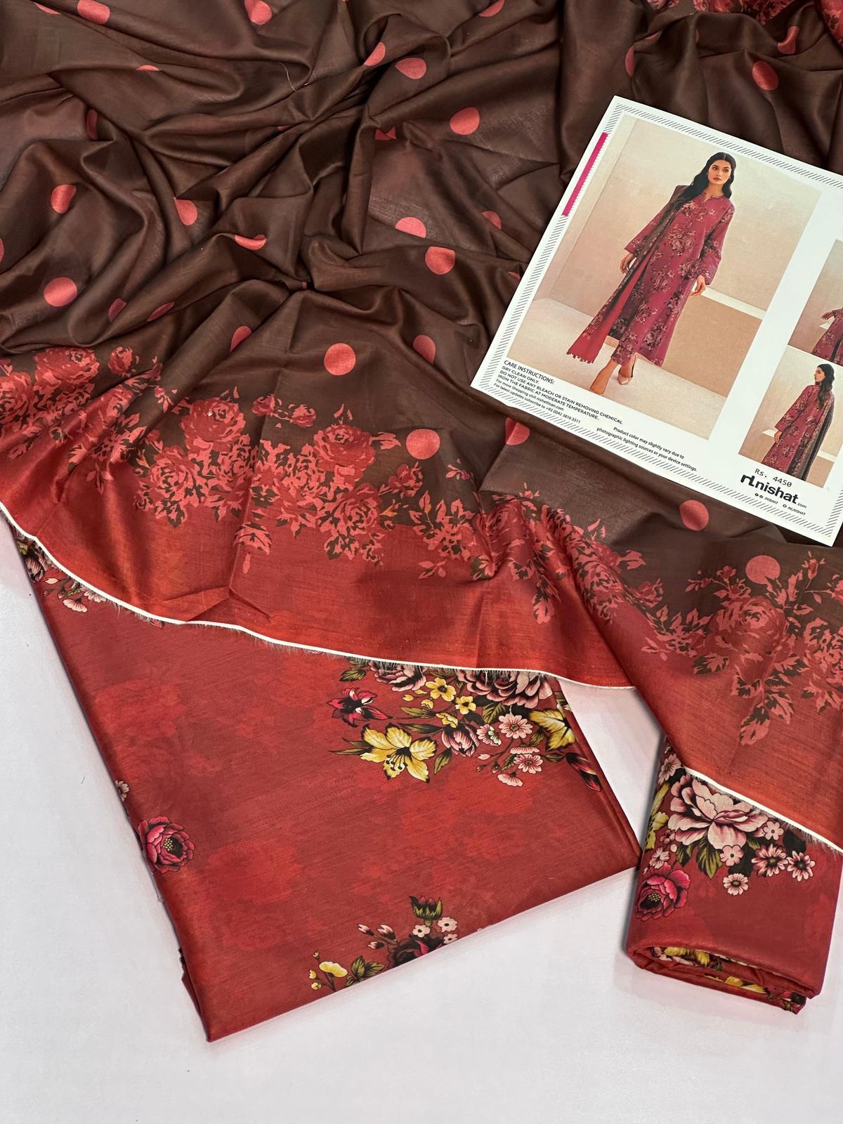 NISHA | LAWN 3 PIECE UNSTICHED DIGITAL PRINTED SUIT FOR SUMMER 2025