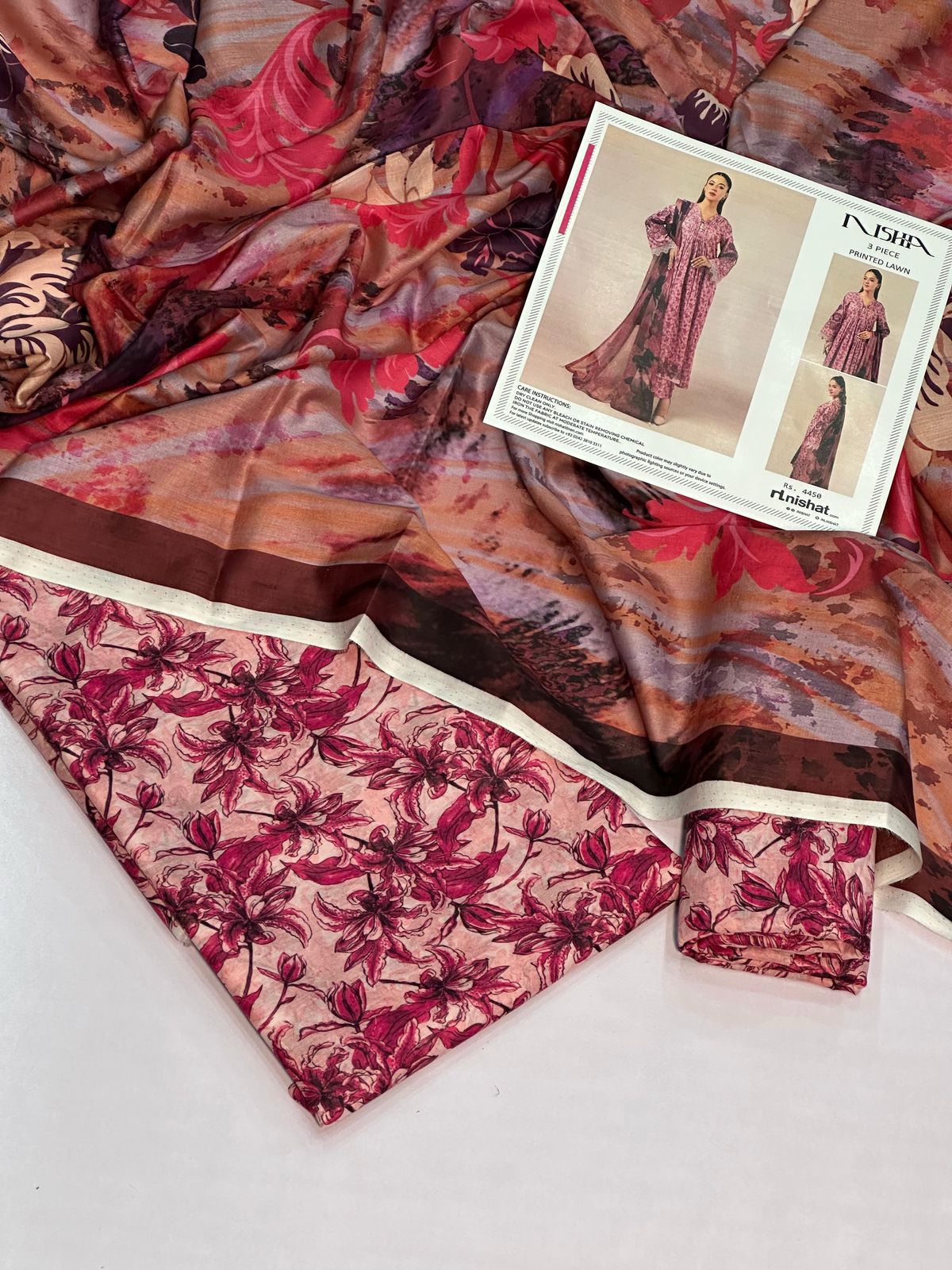 NISHA | LAWN 3 PIECE UNSTICHED DIGITAL PRINTED SUIT FOR SUMMER 2025