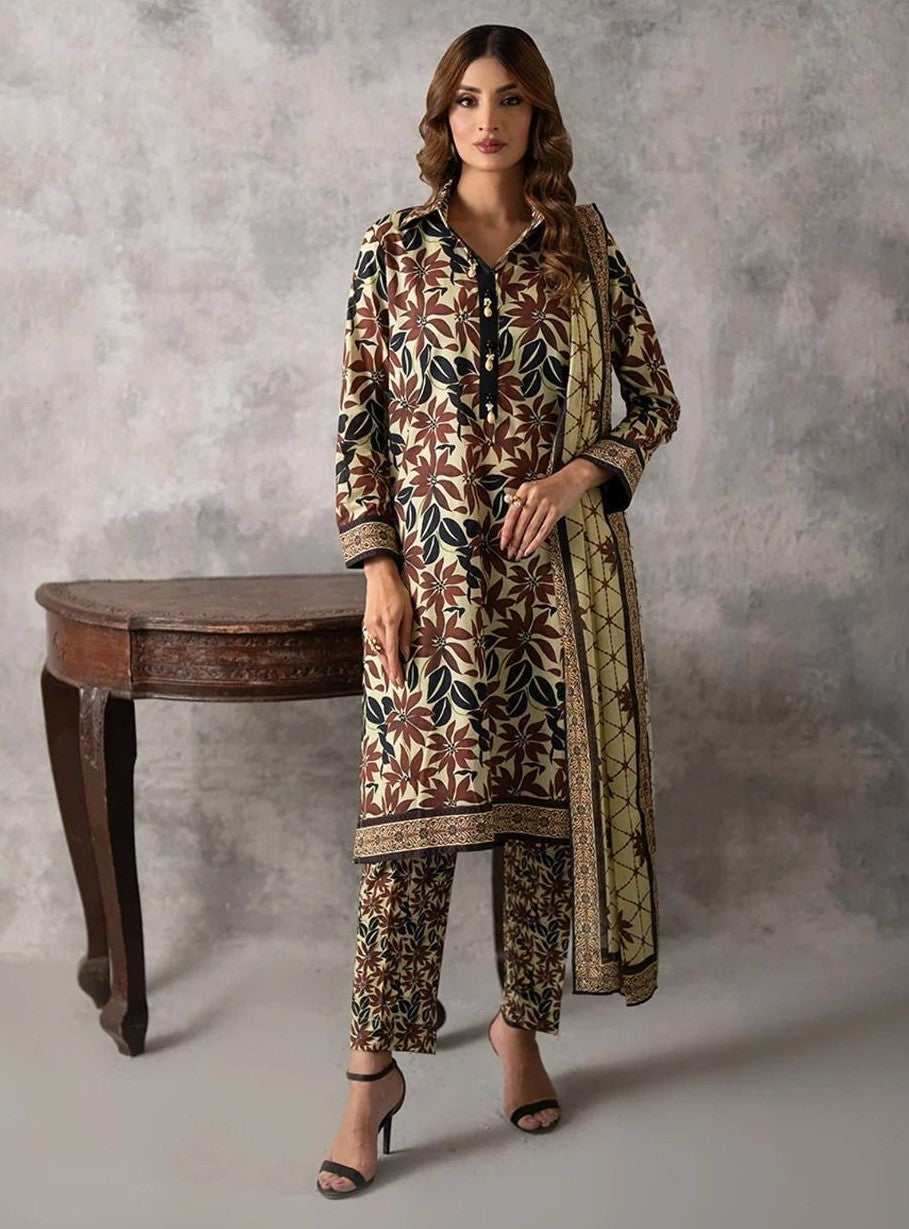 NISHA | LAWN 3 PIECE UNSTICHED DIGITAL PRINTED SUIT FOR SUMMER 2025