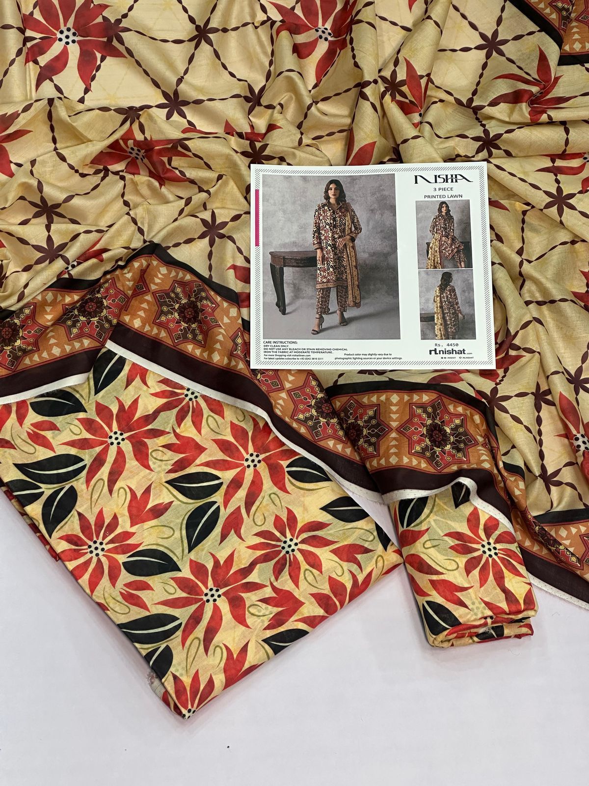 NISHA | LAWN 3 PIECE UNSTICHED DIGITAL PRINTED SUIT FOR SUMMER 2025