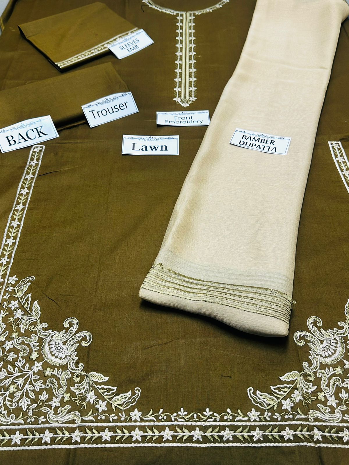 ASLING | LAWN 3 PIECE UNSTICHED FULL HEAVY EMB SUIT FOR SUMMER 2025