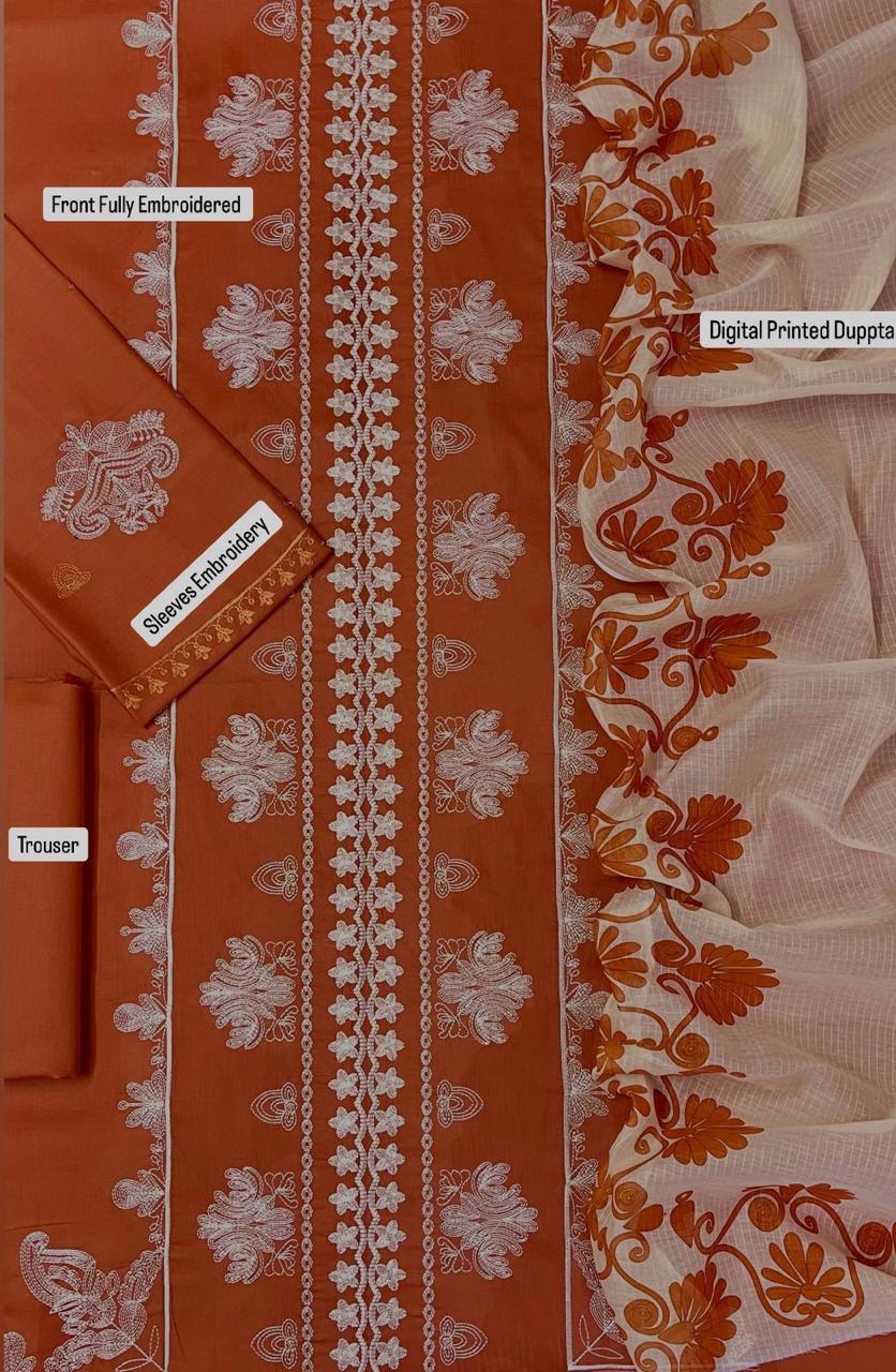 BAREEZE | LAWN 3 PIECE UNSTICHED FULL HEAVY EMB SUIT FOR SUMMER 2025