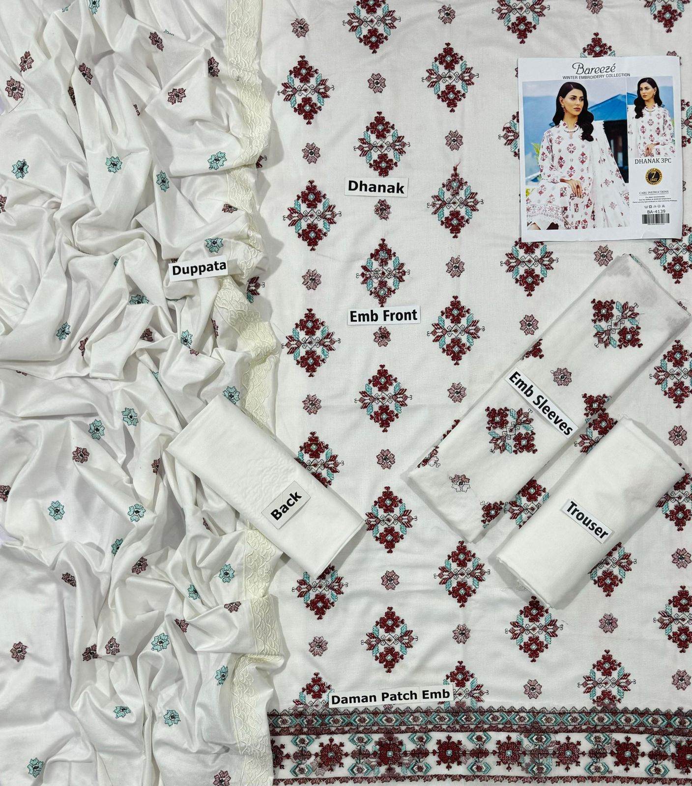 BAREEZE | DHANAK 3 PIECE FULL EMBROIDERED SUIT FOR WINTER 2024-2025