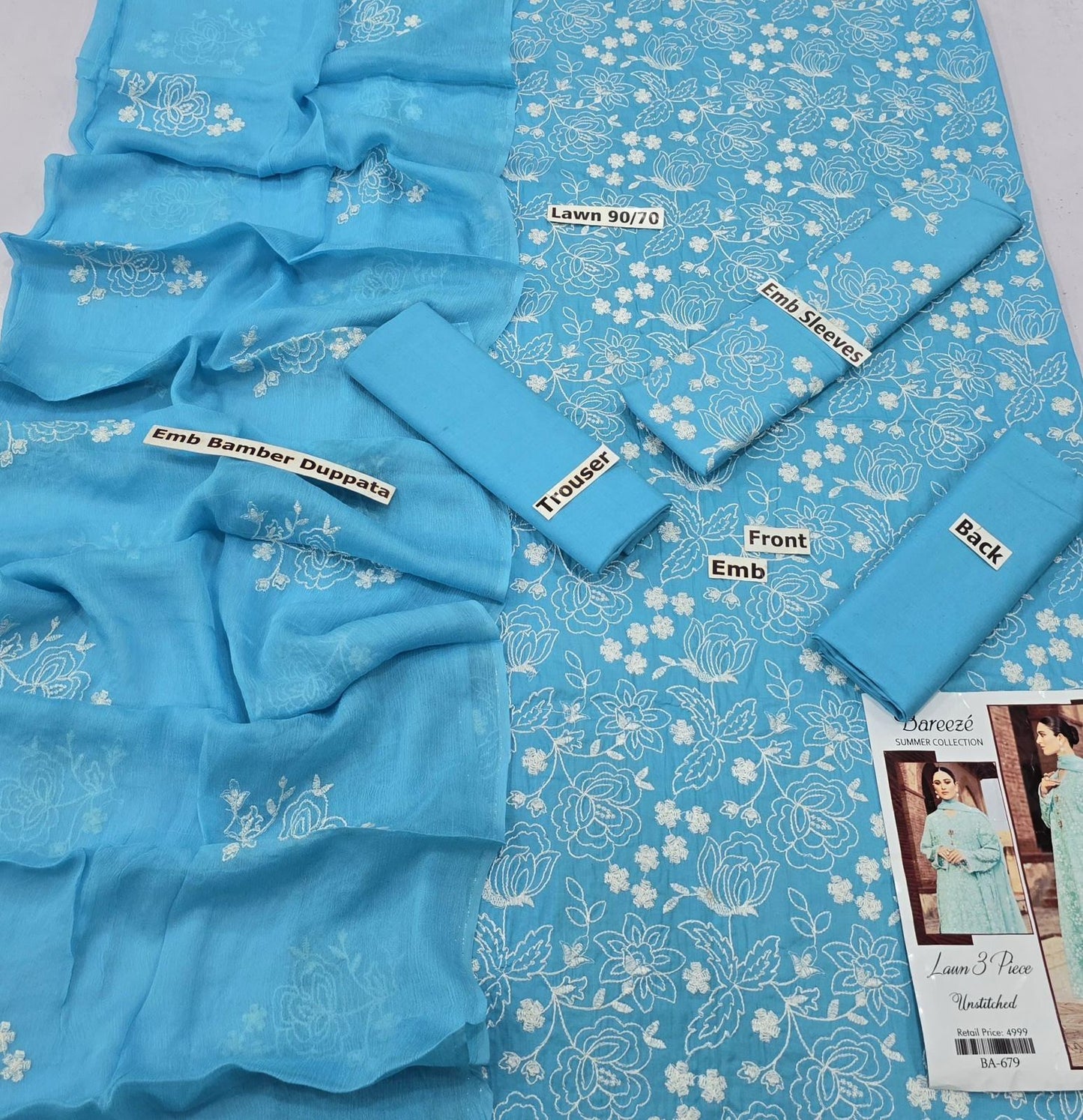 BAREEZE | LAWN 3 PIECE FULL HEAVY EMB UNSTICHED SUIT FOR SUMMER 2025