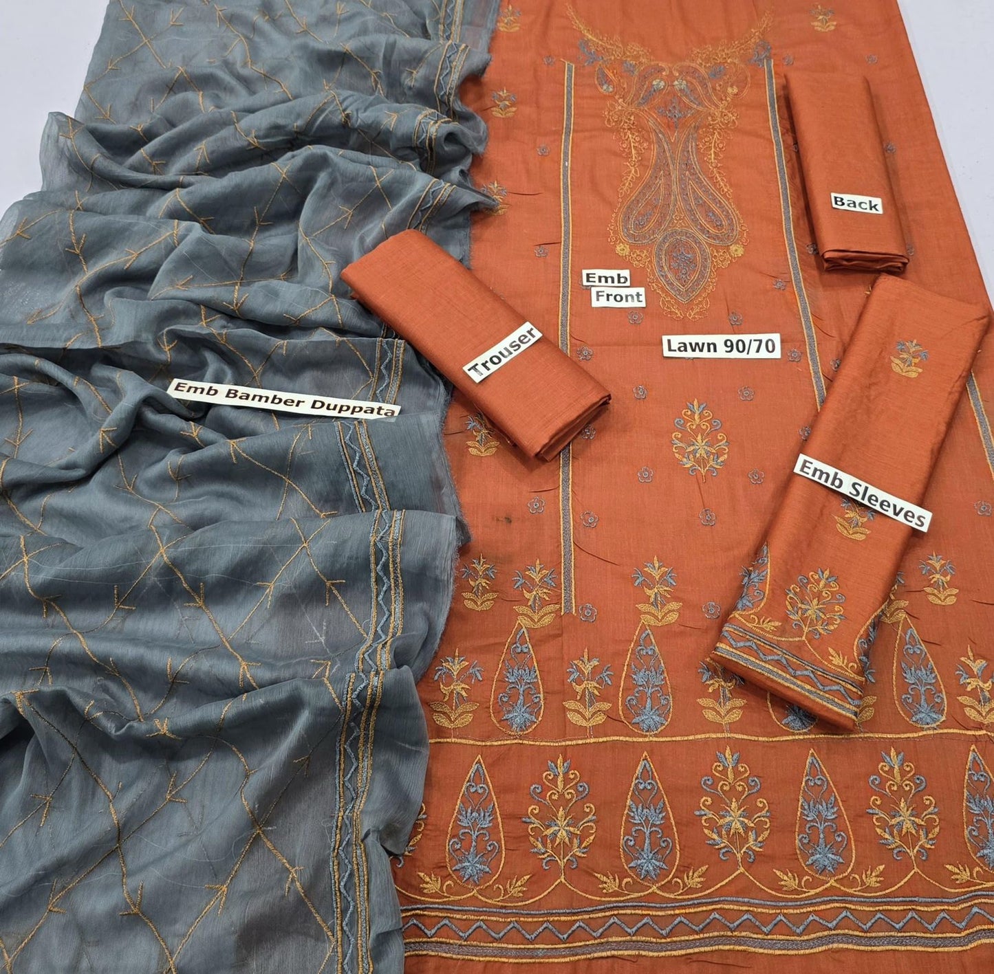 ASIM JOFA | LAWN 3 PIECE FULL HEAVY EMB UNSTICHED SUIT FOR SUMMER 2025