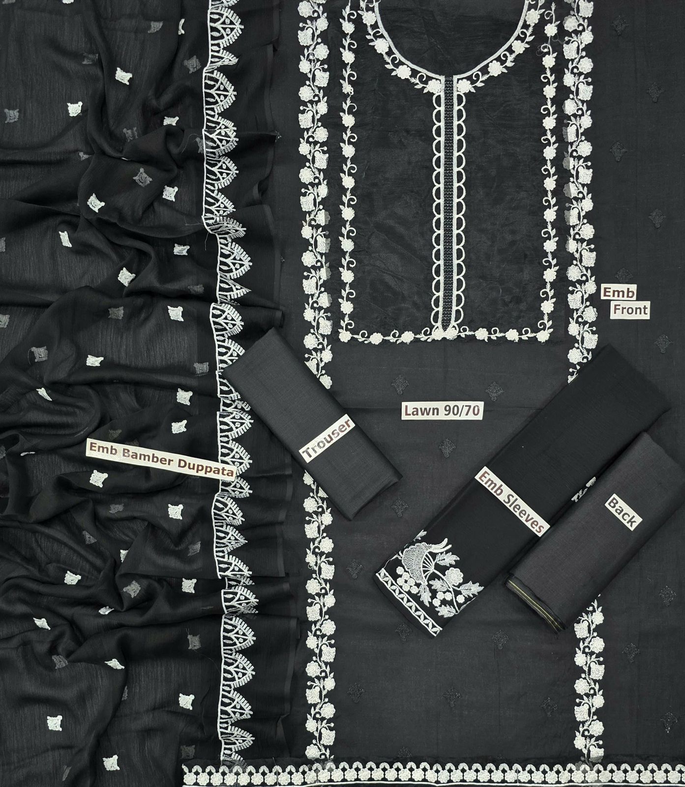 NEESHAY | LAWN 3 PIECE FULL HEAVY EMB UNSTICHED SUIT FOR SUMMER 2025