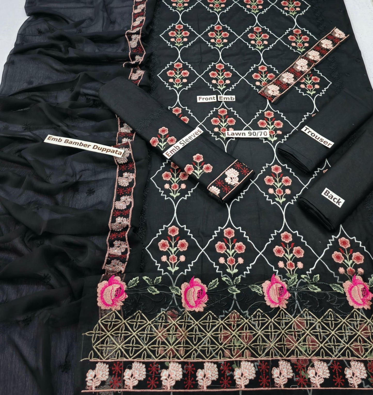 MUSHQ | LAWN 3 PIECE FULL HEAVY EMB UNSTICHED SUIT FOR SUMMER 2025