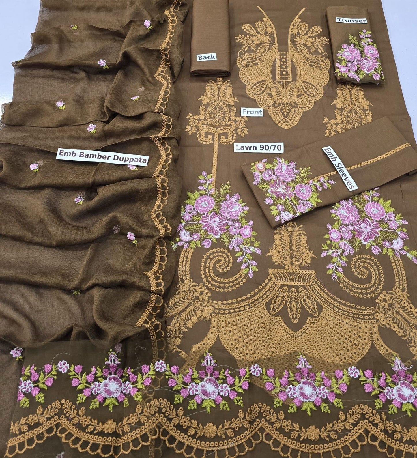 AZURE | LAWN 3 PIECE FULL HEAVY EMB UNSTICHED SUIT FOR SUMMER 2025