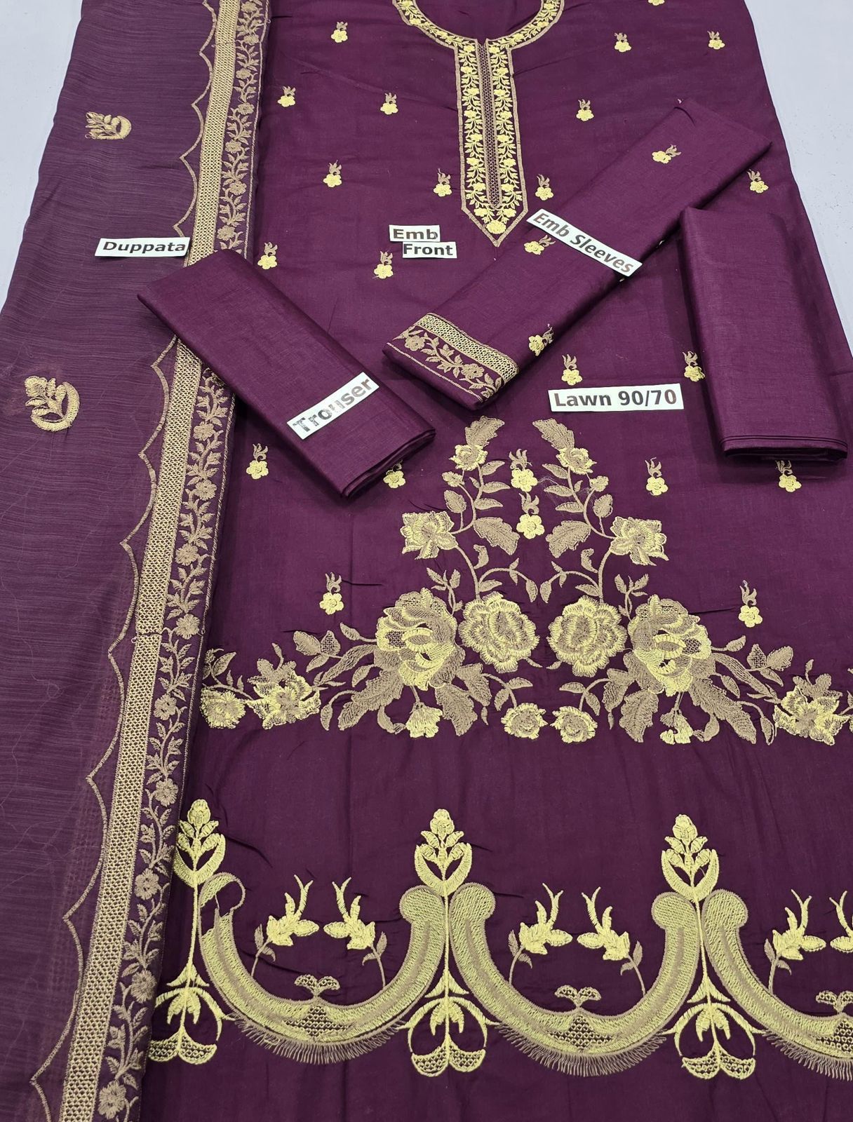 ASIM JOFA | LAWN 3 PIECE FULL HEAVY EMB UNSTICHED SUIT FOR SUMMER 2025