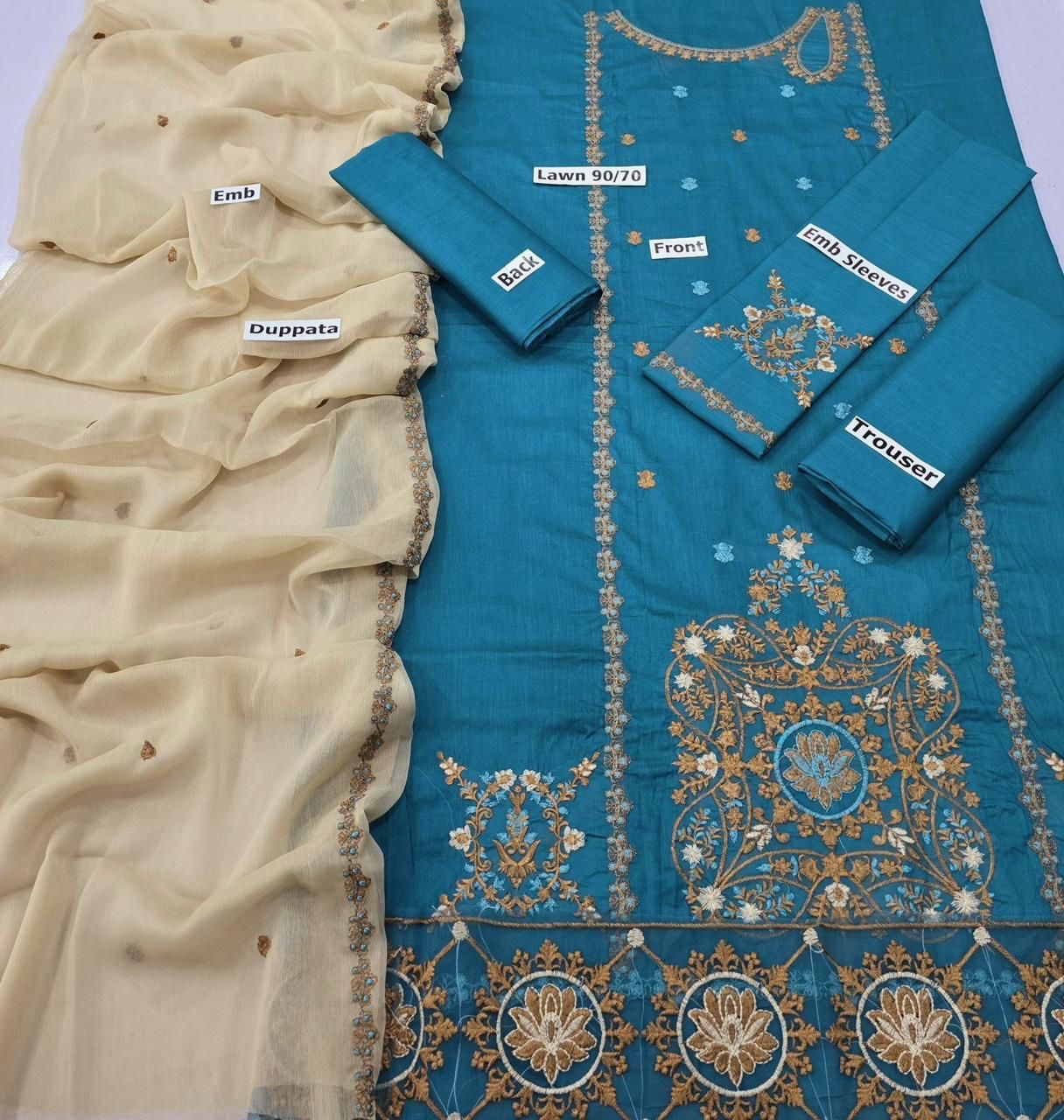 KAYSERIA | LAWN 3 PIECE FULL HEAVY EMB UNSTICHED SUIT FOR SUMMER 2025