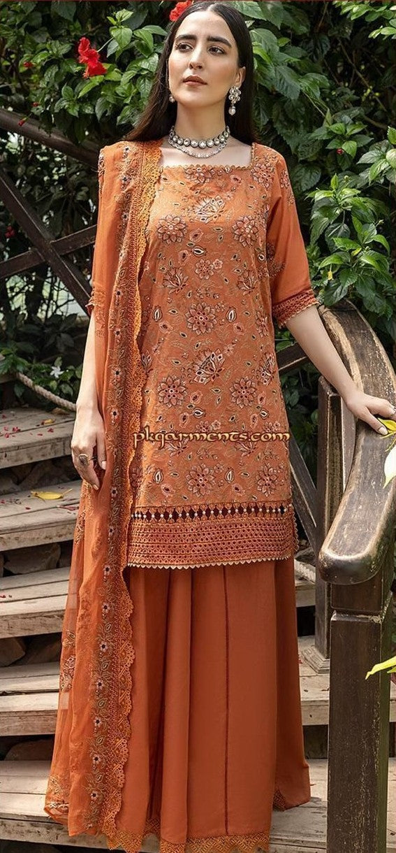 IZEL | LAWN 3 PIECE FULL HEAVY EMB UNSTICHED SUIT FOR SUMMER 2025