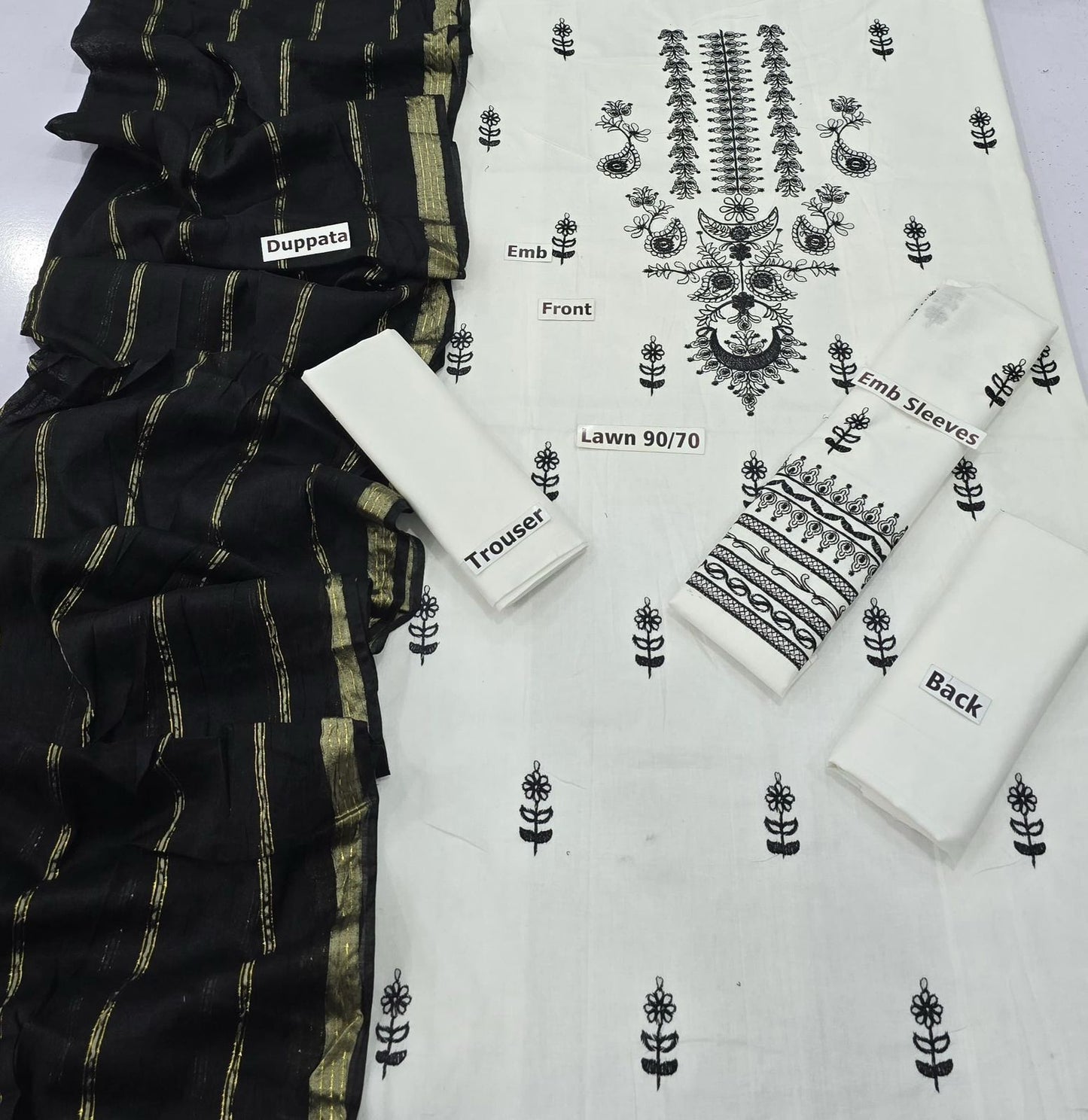 ASIM JOFA | LAWN 3 PIECE FULL HEAVY EMB UNSTICHED SUIT FOR SUMMER 2025