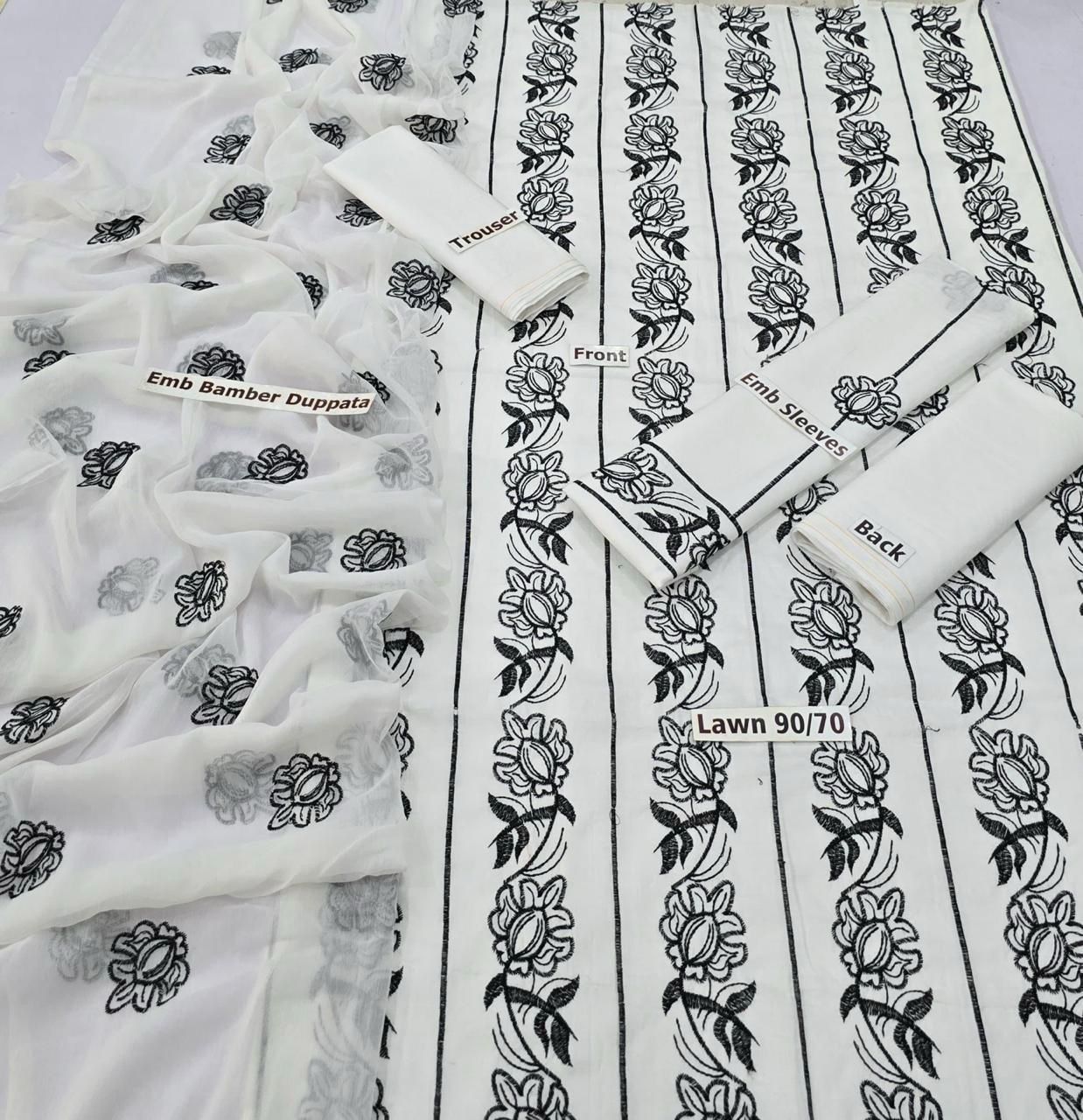 KAYSERIA | LAWN 3 PIECE FULL HEAVY EMB UNSTICHED SUIT FOR SUMMER 2025