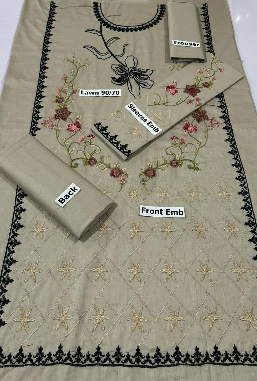 SAIRA & SHAKIRA | LAWN 2 PIECE FULL EMB UNSTICHED SUIT FOR SUMMER 2025