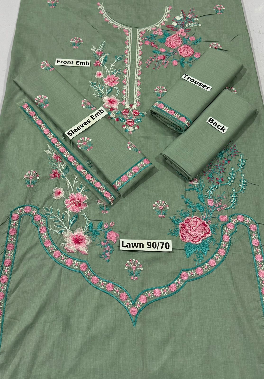 ETHNIC | LAWN 2 PIECE FULL EMB UNSTICHED SUIT FOR SUMMER 2025