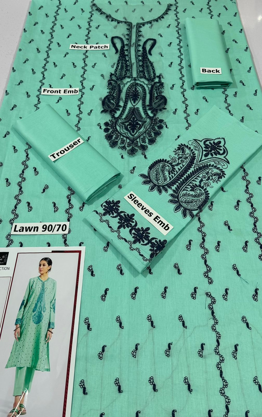 ETHNIC | LAWN 2 PIECE FULL EMB UNSTICHED SUIT FOR SUMMER 2025