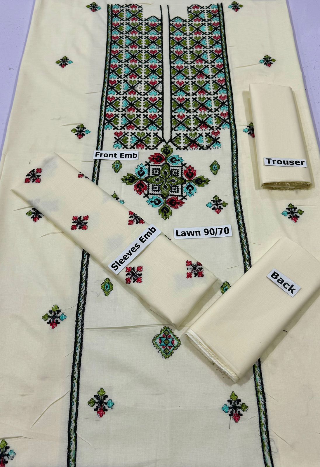 SAPPHIRE | LAWN 2 PIECE FULL EMB UNSTICHED SUIT FOR SUMMER 2025