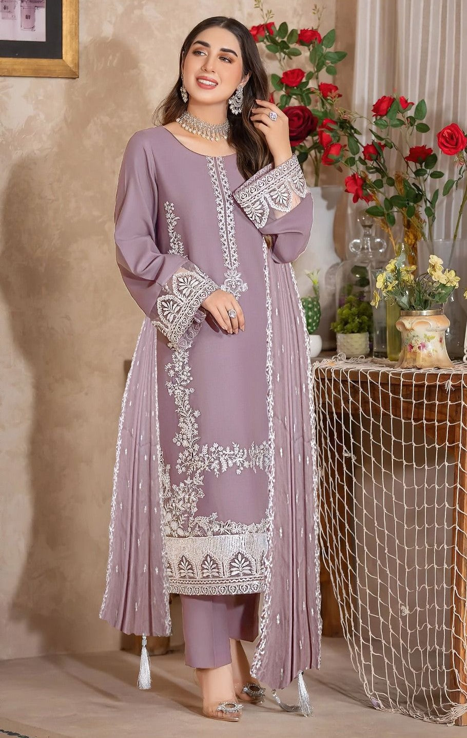 ZARQASH | LAWN 3 PIECE UNSTICHED FULL HEAVY EMB SUIT FOR SUMMER 2025