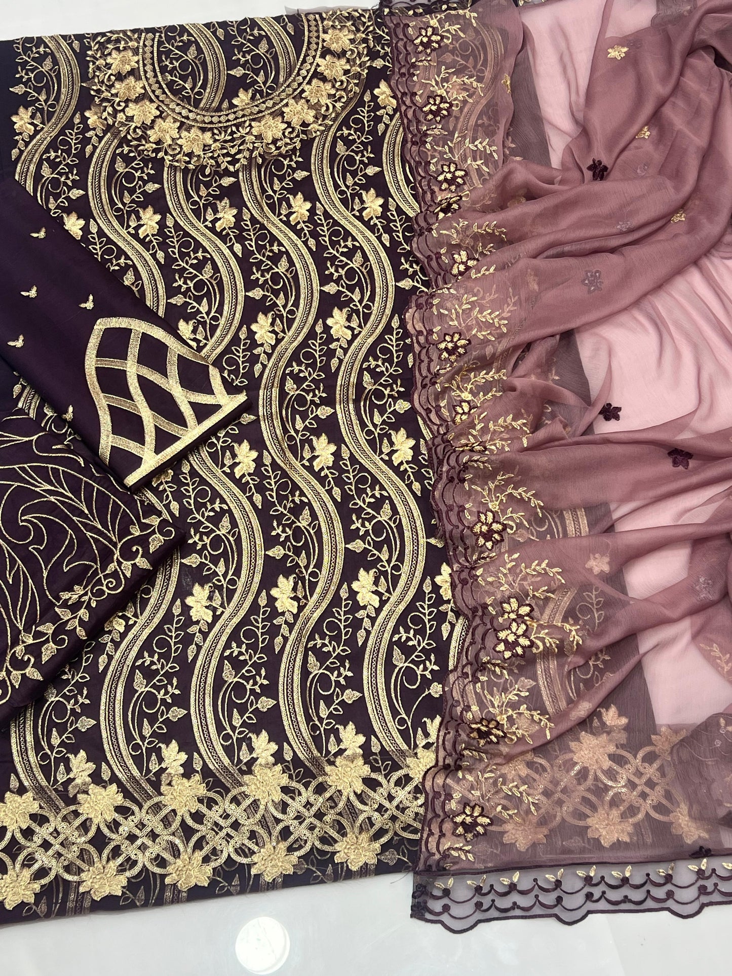 ZEBTAN | LAWN 3 PIECE UNSTICHED FULL HEAVY EMB SUIT FOR SUMMER 2025