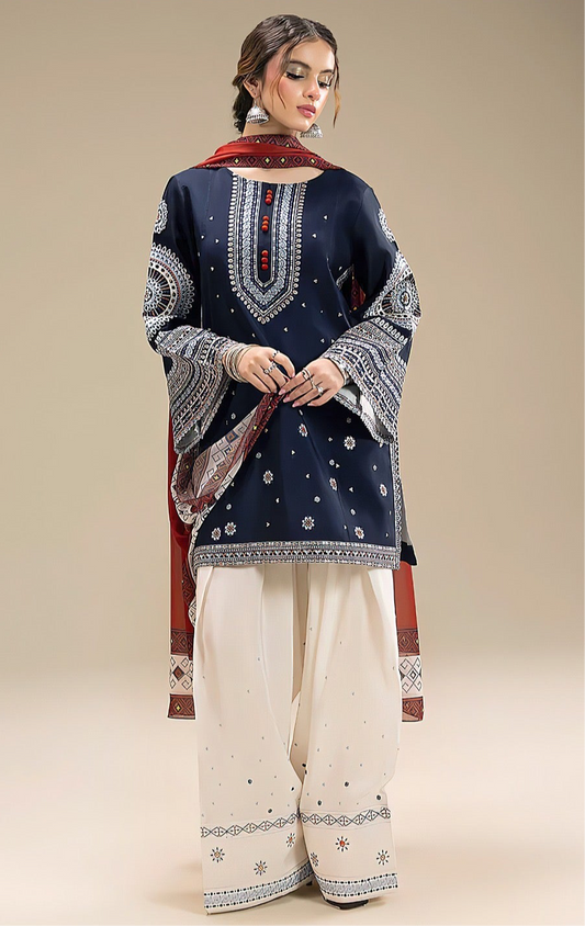 JAZMIN | LAWN 3 PIECE UNSTICHED FULL HEAVY EMB SUIT WITH READY TO WEAR CUTTWORK DUBATA FOR SUMMER 2026