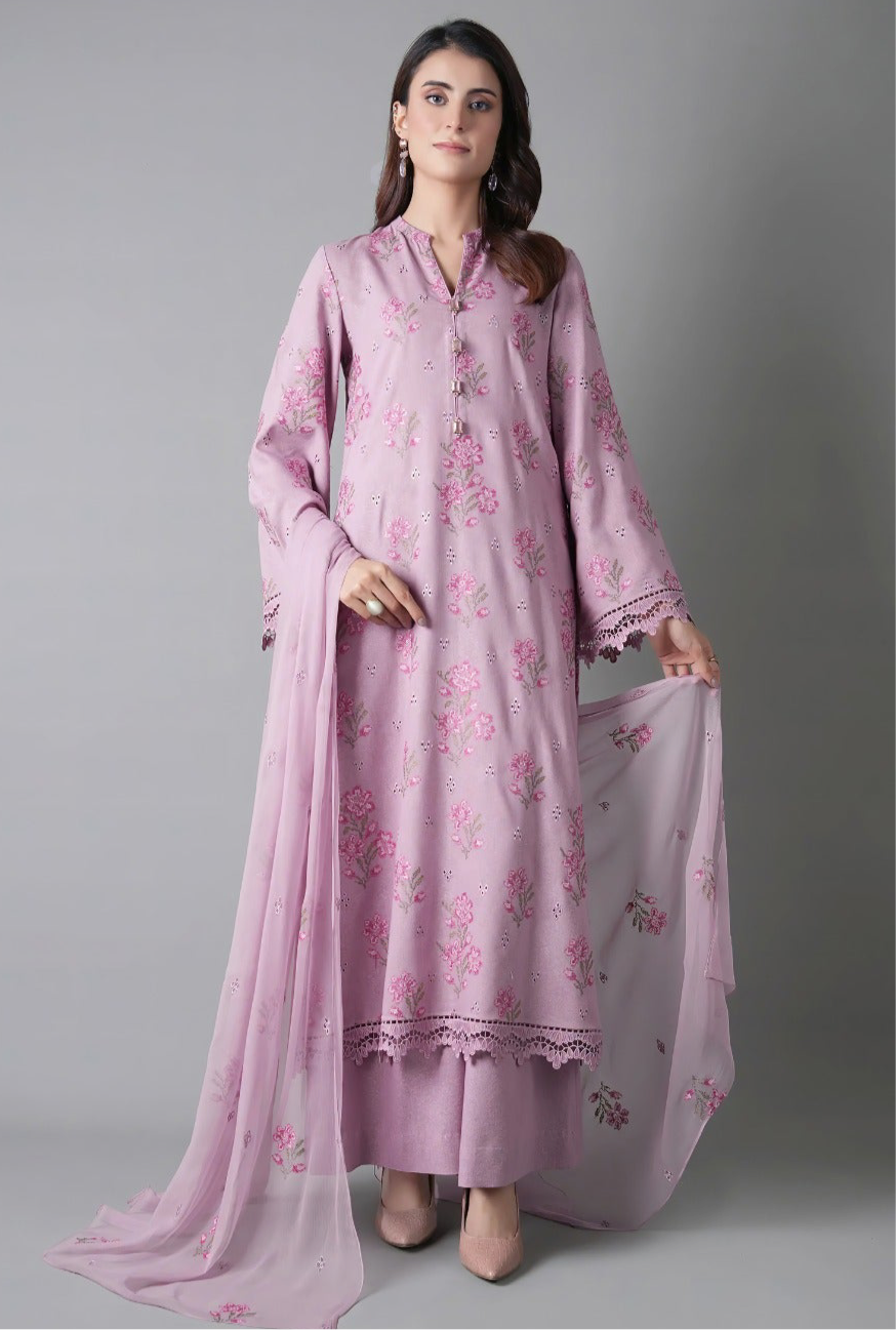 BAREEZE  | LAWN 3 PIECE UNSTICHED FULL HEAVY EMB SUIT WITH READY TO WEAR CUTTWORK DUBATA FOR SUMMER 2026