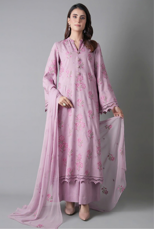 BAREEZE  | LAWN 3 PIECE UNSTICHED FULL HEAVY EMB SUIT WITH READY TO WEAR CUTTWORK DUBATA FOR SUMMER 2026